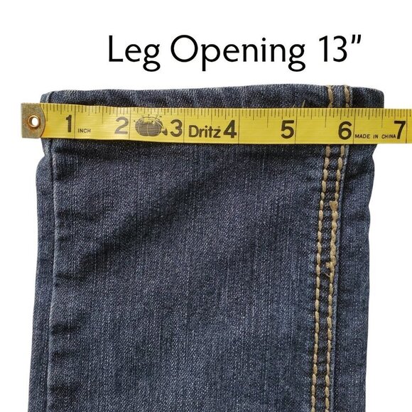 Earl Jeans Straight Leg Embellished Thick Stitching Crystal Button Flap Pocket 4 - Picture 16 of 16